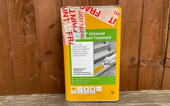 A 5-litre tin of Sikagard Universal Wood Treatment