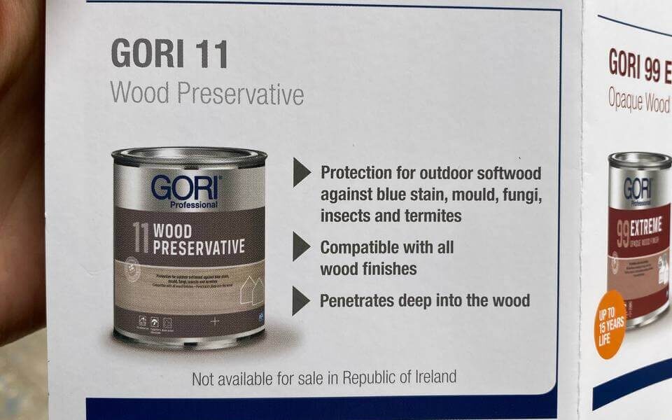 A tin of Gori 11 Wood Preservative