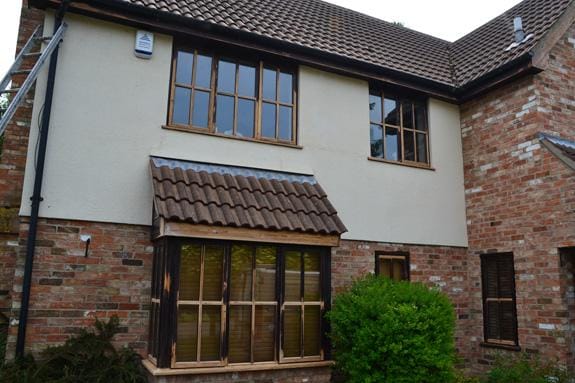 sanded bay window and casement windows