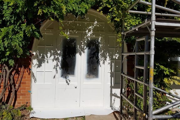 French door paint spraying