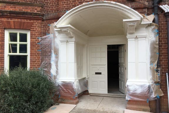 Front door paint spraying