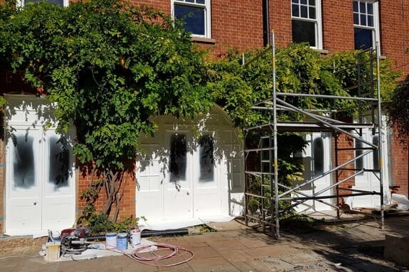 French door paint spraying