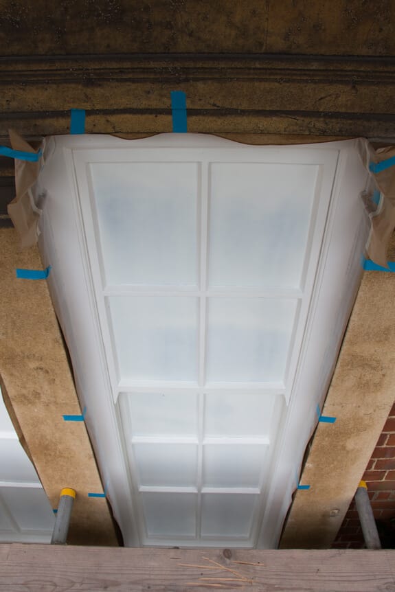 Georgian sash window paint spraying