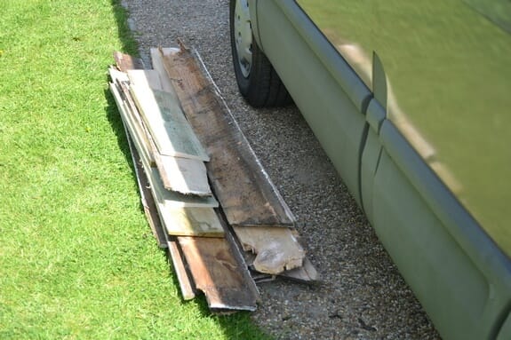 removed cladding from cottage house